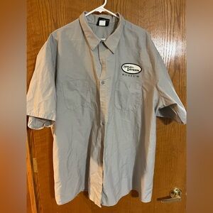 Harley-Davidson Light Gray Short Sleeve Button-Up Shirt with Museum Patch